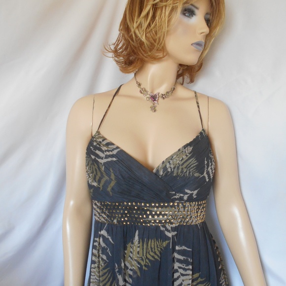 New MAX & CLEO Sz 10 Faux Wrap Beaded Dress - Picture 2 of 4